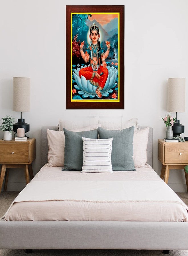 زيج - زاج إطار صور متعرج للإلهة بالا تريبورا سونداري، مناسب للجدران أو غرف الصلاة، مقاس متوسط (9.5 × 13.5 بوصة، زجاج أكريليك)، بني اللون - Image 2